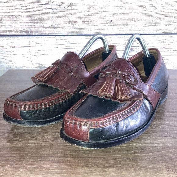 Mens Johnston & Murphy Aragon II Kiltie Tassel Black Smooth/Antique Mahogany 9.5 - Picture 4 of 11
